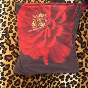 Strapless Top with Bold Red Floral Print